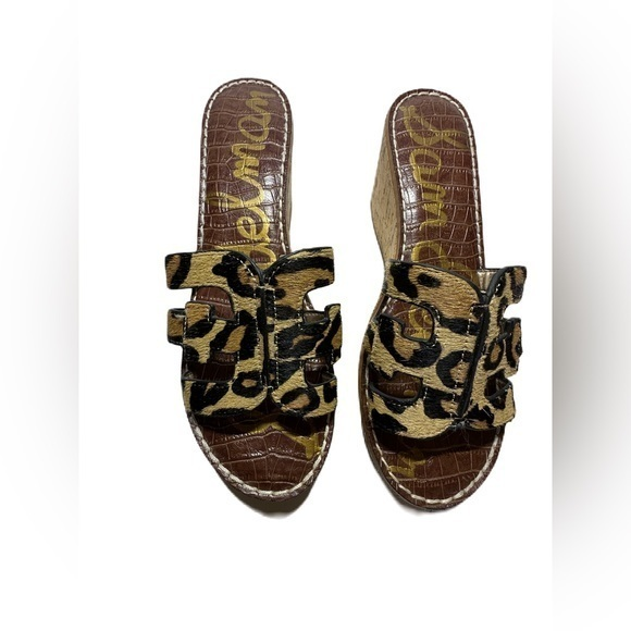 Sam Edelman Regis Leopard Print Cork Platform Wedge Sandal Size 9.5 - Picture 1 of 8